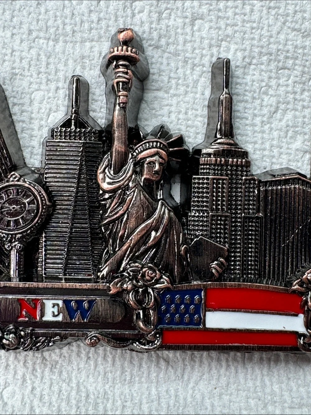 New York Skyline Bottle Opener Magnet - Antique Copper Finish